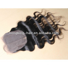 4 * 4 milieu divisé ondulé brésilien remy cheveux fermeture à lacets